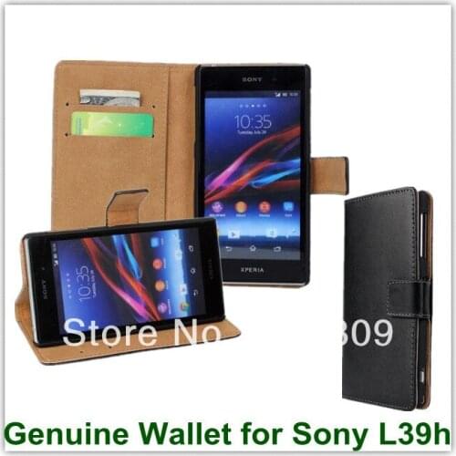 Hot Genuine Leather Slot Stand Wallet Covers for Sony Xperia Z1 Honami C6906 C6903 C6902 C6943 L39h with Card Holder
