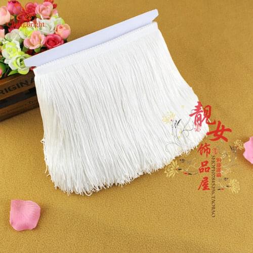 CHENGBRIGHT 10Meters/Lot 100cm Wide White Lace Fringe Trim Tassel Fringe Trimming For DIY Latin Dress Stage Clothes Accessories