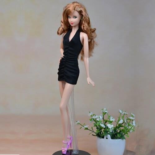 Black Little Dress For Barbie Doll One Piece Evening Dresse Clothes For Barbie Dollhouse For 1/6 BJD Doll Accessories Girl Gift