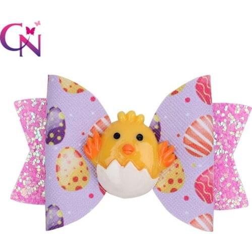 CN 1PC Easter Day Hair Clips For Girls Kids Glitter Leather Stack Rabbit Hair Bows Hairpins Hairgrips Hair Accessories