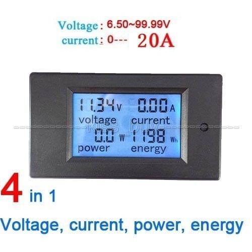 DC 100V 20A shunt Ammeter Voltmeter LCD Display Digital Current Voltage Power Energy kWh Meter Battery Monitor Tester VOLT AMP