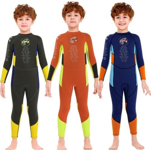 Childrens Swimsuit 2.5MM Boys One-piece Long-sleeved Thickened Warmth and Sunscreen Quick-drying Student Swimwear Diving Suit