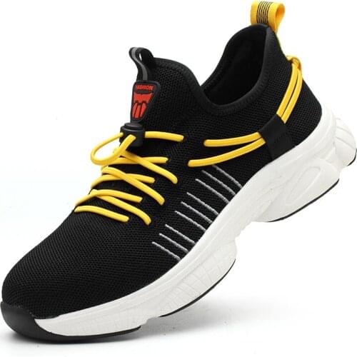 Designer Sneakers Men Work Safety Shoes with Steel Toe Cap Indestructible Boots Lightweight Breathable Men Shoes Anti-smash