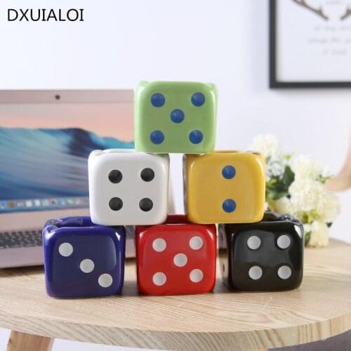 Home Decoration Colorful Cute Dice Ashtray Smoking Holder Mini Decorative Home Ashtray Simple Creative Modern Ceramics Ashtray