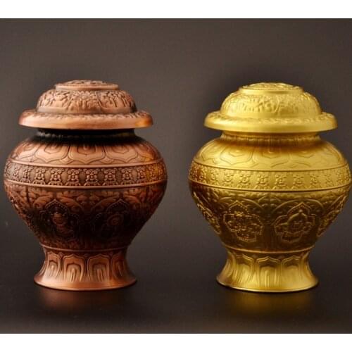 Ancient Mysterious Tibetan Buddhism Offerings Beautiful Amazing Eight Auspicious Pattern Treasured Vase Temple Ritual Item