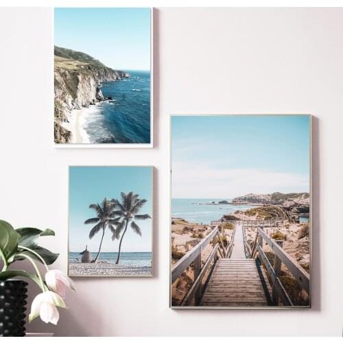 Natural Scenery Beach Bay Mountain Islands Poster Forest Top View Canvas Painting Modern Wall Art Picture Living Room Decor