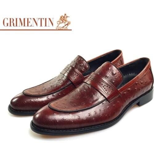 Grimentin loafers Men Flats Slip On Men Shoes Casual Genuine Leather Italian Style Men Dress Shoes For Business