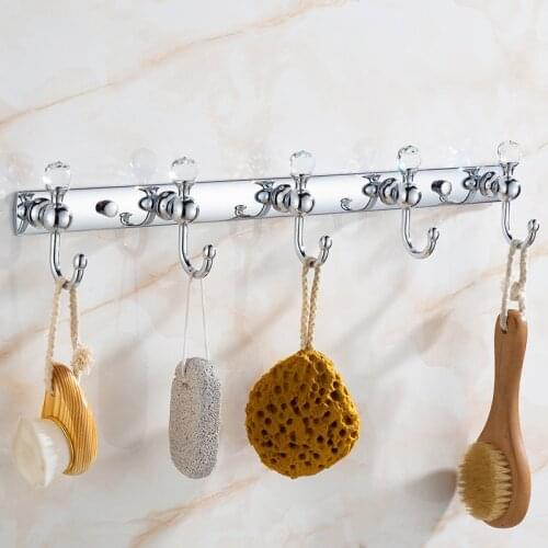 Chrome Crystal Clothes Hook European Robe Hook Behind The Door Porch Row Hook Coat Hook Wall Hanging Coat Hook Free Punching