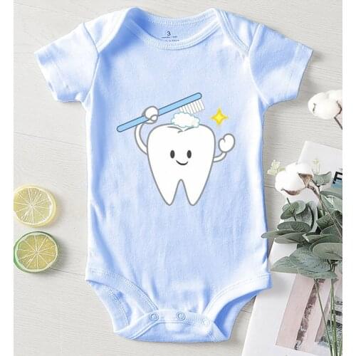 Newborn Baby Girl Clothes Children Jumpsuits for Babies Cotton Kids' Things Tooth Printing Bodysuit for Newborns