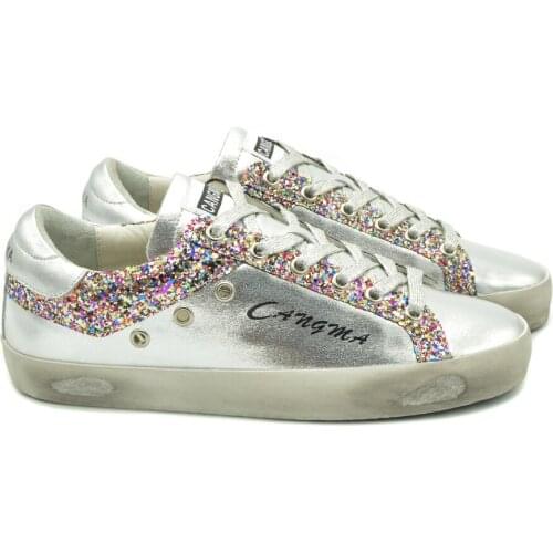 CANGMA Luxury Brand Designer Sneakers Men Silver Patent Leather Pink Sequined Shoes for Man Vintage Shoes Male 2021