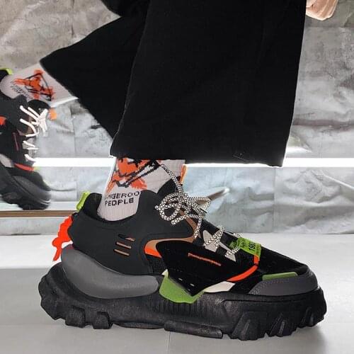 Autumn Men Personality Trendy Running Shoes Thick Soled Increased Men Sneakers Athletics Sports Chunky Outdoor Walking Footwear