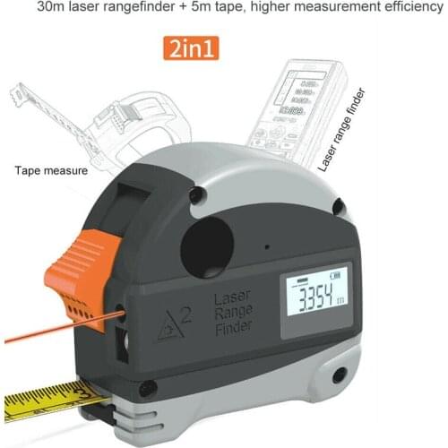 2 in 1 LCD Display 30m Red Laser Rangefinder + 5m Tape Electronic Laser Ruler Digital Tapes 30M/5M Range Finder Measure Tool