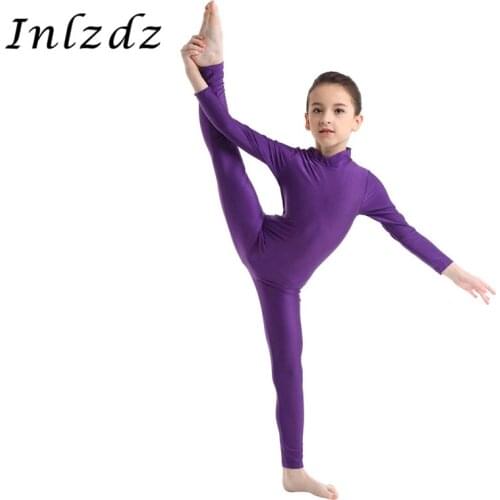 Kid Girls Ballet Leotard Costumes Gymnastics Swimsuit for Dancing Long Sleeve Childrens Dancewear Ballet Leotard Dance Bodysuit