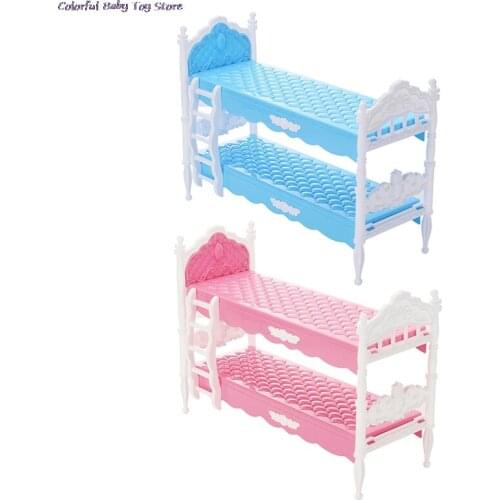Mini Play House Plastic Bed for Doll Accessories Pretend Bed Detachable Toys for Girls Doll House Toy Bed Accessories