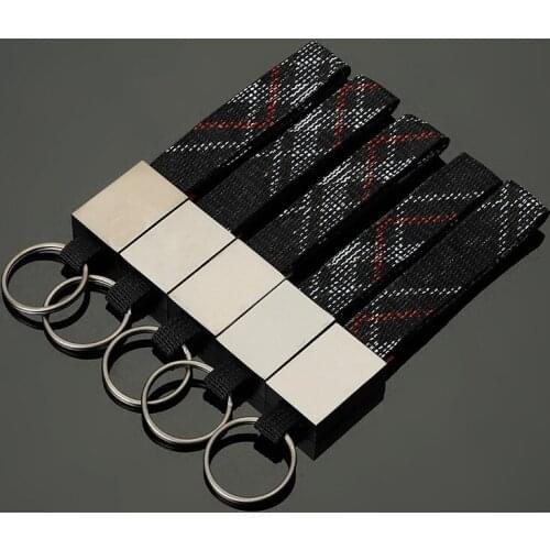 Fashion Titanium Alloy+Fabric with Scottish Tartan Keychain Key Chain Keyring Key Ring Holder For Volkswagen AUDI BENZ AMG BMW