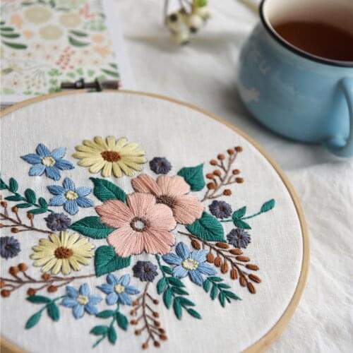 Accurate Cross Stitch Kit Flower Pattern DIY Embroidery Starter for Adults Kids Home Decoration