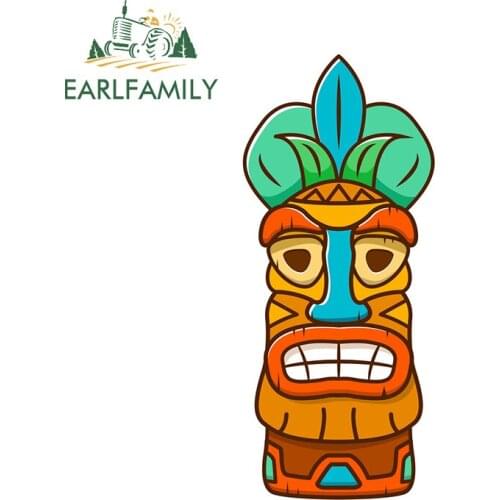 EARLFAMILY 13cm x 5.7cm for Hawaii Tiki Decal Windshield Laotop Car Stickers Air Conditioner VAN Camper Car Assessoires Graphics