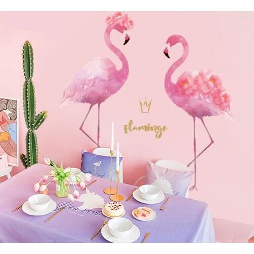 Love Flamingo Wall Stickers Ins Wind Living Room Bedroom Dormitory Wedding Background Wall Decoration Stickers