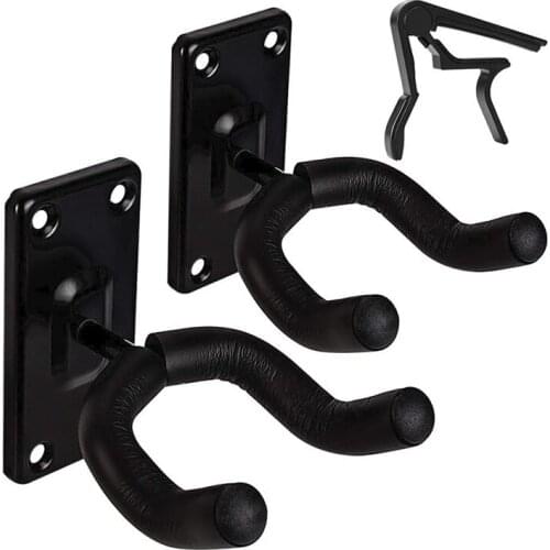 Guitar Wall Mount Hanger Hook Holder Stand For Acoustic Electric And Bass Guitars With Guitar Capo Ukulele Banjo