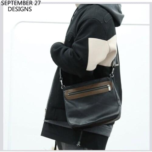 New Fashion Small Messenger Bag Genuine Leather Luxury Handmade Men Casual Crossbody Shoulder Handbag Lovers Storage Satchel