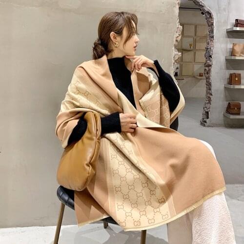 2021 New Brand Style Warm Cashmere Scarf Women Elegant Long Air-conditioned Shawl Fashion Thick Pashmina