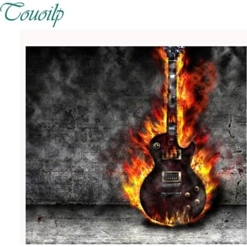 2018 New Arrived Diamond Painting Abstract fire guitar Cross Stitch Square/round Diamond Embroidery Sets Home Decoration