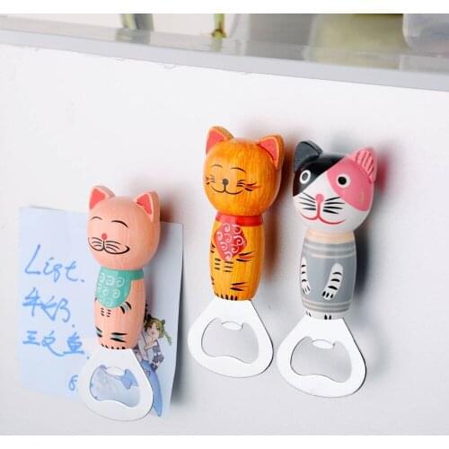 OTHERHOUSE Creative Cute Bottle Opener Wooden Fridge Magnet Beer Opener Bar Pub Beer Drinking Tool Kitchen Accessories