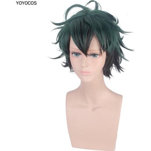 YOYOCOS My Hero Academy Izuku Midoriya Cos Wig black and green gradient, curly kick-backBoku No Hero Academia Academy Cosplay