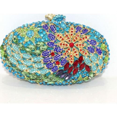 Luxury Hollow Out Crystal Floral Diamond Evening Clutch Bag Crystal Wedding Purse and Handbag Exquisite Chain Shoulder Bags