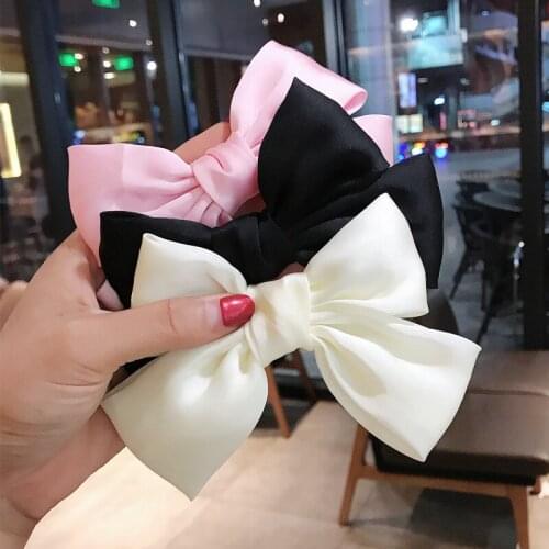 Cute Chiffon Bowknot hair clips for girls Ribbon Hairpins Scrunchies Solid color Hair Barrettes Headbands girls hair accessories