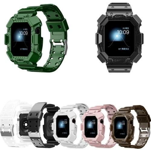 Sport Case+band for Apple Watch Series 6/5/4/3/2/1/Se Silicone Transparent for IWatch Strap 38mm 40mm 42mm 44mm Wirst Watch Band