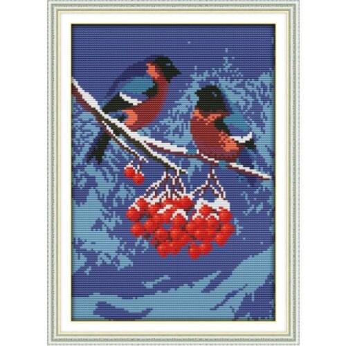 Snow migrant bird(2) cross stitch kit cartoon 11ct count canvas stitches embroidery DIY handmade needlework plus