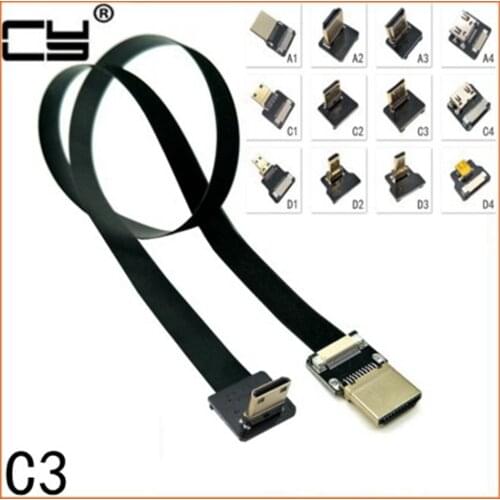 Mini HDMI-compatible FPV Type-C Down angle to Mini-HDMI C type Up Down angled male Female Flat FPC Cable for Camera monitor