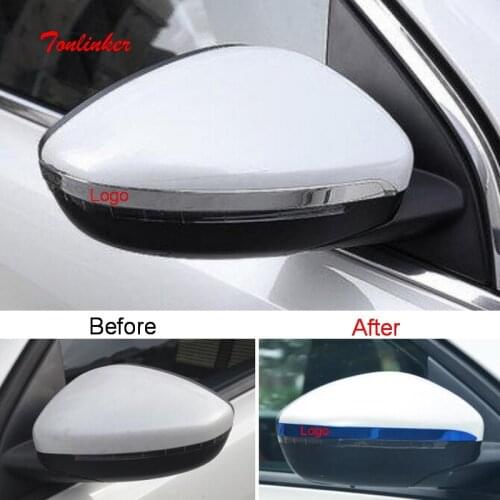 Tonlinker Exterior Rear view mirror Cover sticker for Peugeot 308 T9 2014-19 Car Styling 2 PCS Stainless steel Cover sticker