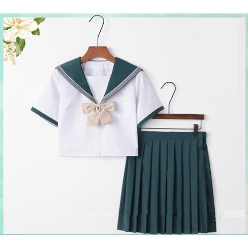 Japanese School Uniform For Girls Sailor Tops+Tie+Skirt Navy Style Students Clothes For Girl Plus size Lala Cheerleader clothing