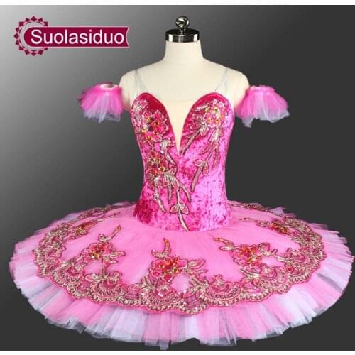 Adult Rose Red Professional Ballet Tutu Performance Stage Wear Women Ballet Dance Competition Costumes Girl Ballet Skirt