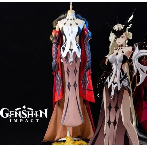Genshin Impact Signora Cosplay Costume Lovely Lolita Dress Halloween Outfit Full Set COSPLAYONSEN