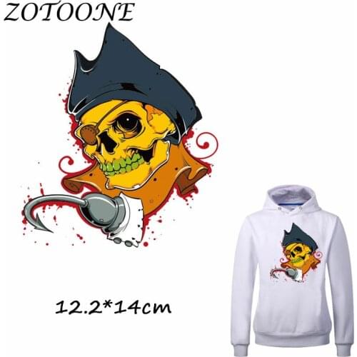 ZOTOONE Pirate Skull Patch for Clothing Iron-On Garment Heat Transfer Washable Badge Diy Accessory T Shirt Deco Applique Patches