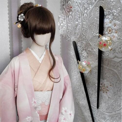 1 pcs Classical Sakura Bead Pendant Hair Stick Hairpin Japanese Style Hair Decor Cosplay Prop Head Decor Women Girl Gift