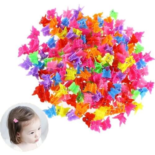 100pcs Mixed Color Butterfly Hair Clips Grip Claw Barrettes Mini Clamps Jaw Hairpin Headdress Hair Styling Accessories Tool