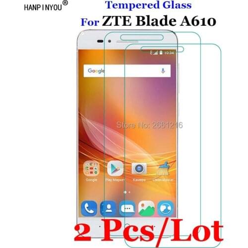 2 Pcs/Lot For ZTE Blade A610 Tempered Glass 9H 2.5D Premium Screen Protector Film For ZTE Blade A610 A 610 A610T BA610 5.0"