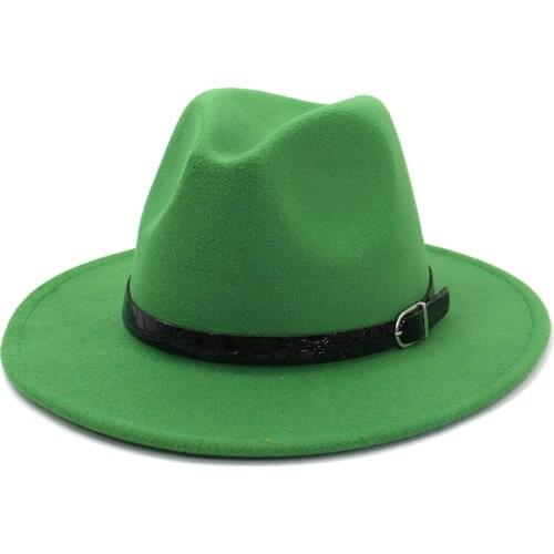 2021 Flat-brimmed Fedora Hat Couple Jazz Panama Cowboy Church Party Solid Cotton Vintage British Classic Hat and Caps