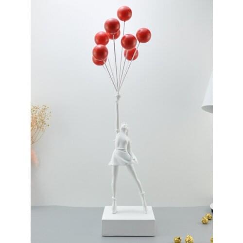 2021 Luxurious Balloon Girl Statues Banksy Flying Balloons Girl Art Sculpture Resin Craft Home Decoration Christmas Gift 57cm