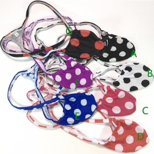 4PCS G403DS Mens Sexy Thong Bulge Pouch T-back Grape Smugglers Knit Dots Print Random colors