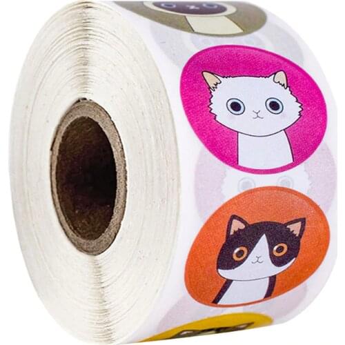 500pcs/roll Lovely Kitty Cat Stickers for School Reward Sticker Classroom Decoration Party Decoration Stickers Kids Toy Stickers