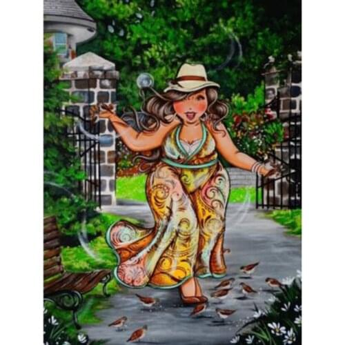 5D DIY Diamond Painting Set Cartoon Fat Lady Cross Stitch Kit Full Drill Square Embroidery Mosaic Woman Picture Rhineston XN1477