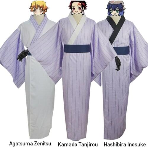 Anime Comic Demon Slayer Kimetsu no Yaiba Cosplay Costumes Kamado Tanjirou Hashibira Inosuke Cosplay Costume Kimono Uniforms