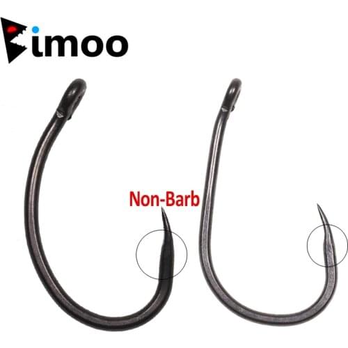 Bimoo 50pcs High Carbon Steel Carp Fishing Hook Curve Shank Barbless Terminal Tackle for Carp Hair Chod Zig Rig Black Nickel