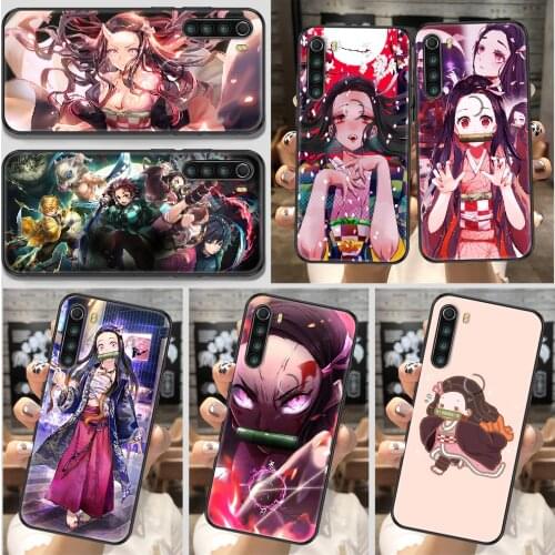 Demon Slaye Kamado Nezuko Phone Case For Xiaomi Redmi Note 7 8 9 10 7A 8T 9A 9T 9S 10S Pro black pretty funda art coque silicone