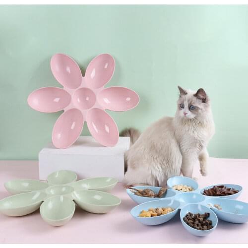 Flower Shape Pet Bowl 6 Connected Bowls For Small Dog Cat Water Food Feeder Dish Puppy Kitten Slow Down Eatting Feeding Bowls